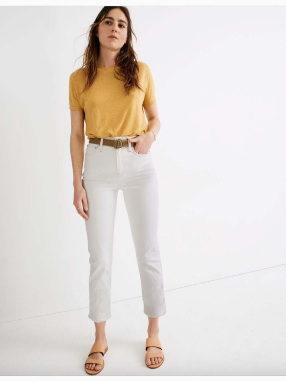 Madewell Classic Straight High Rise Vintage Jeans in Tile White Size 26